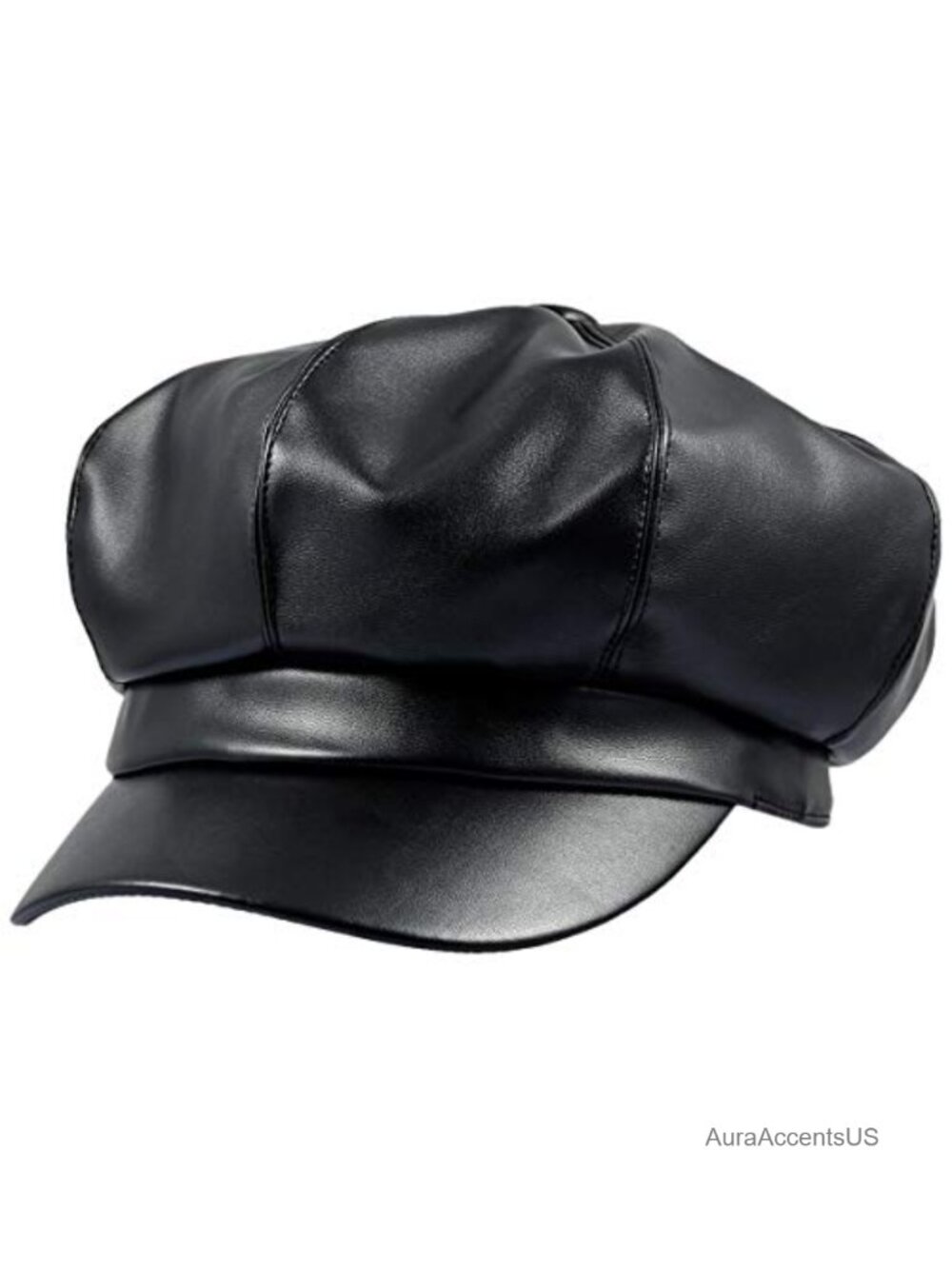 PU Leather 8 Panel Newsboy Cap Women Vintage Classic Hat